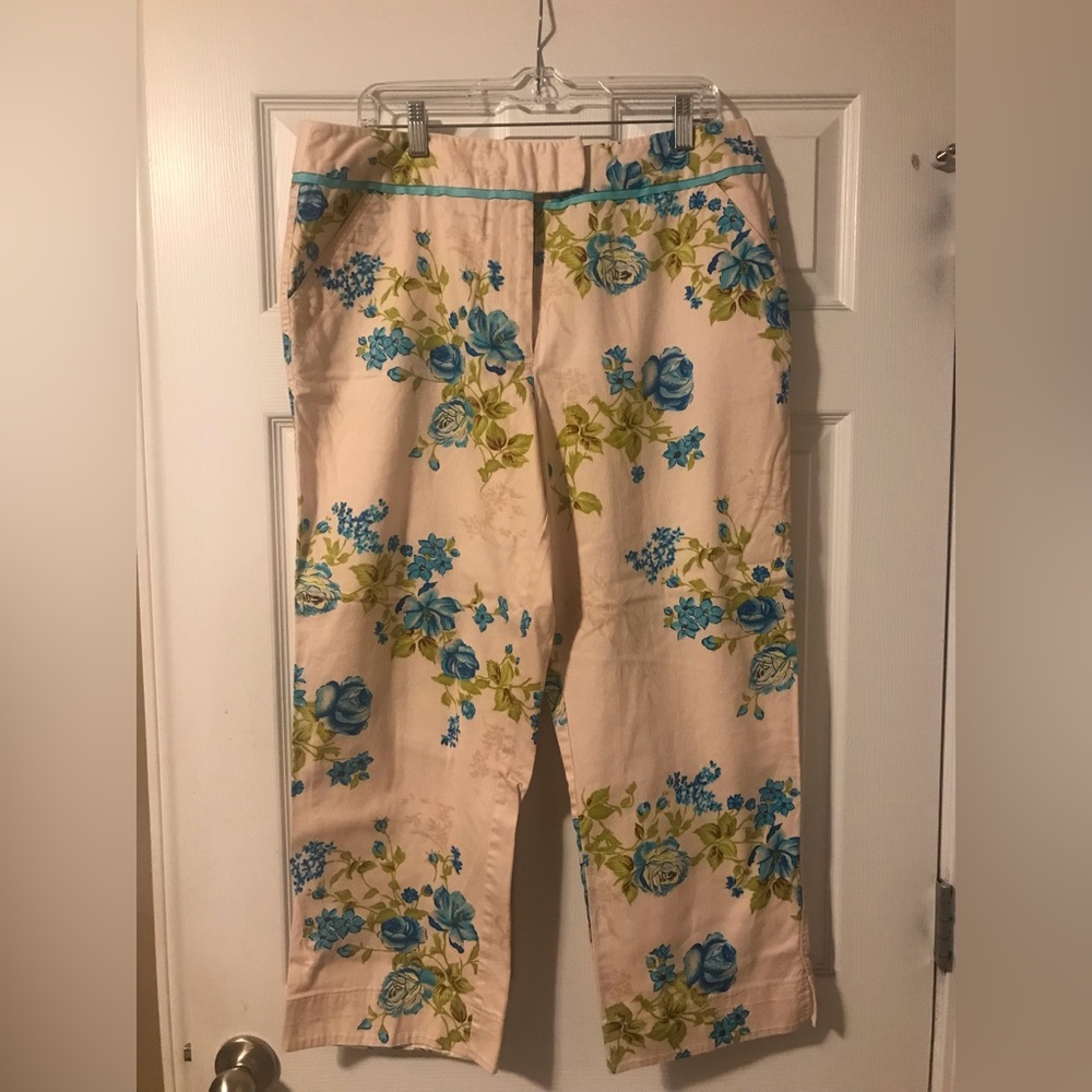 Duck Head Blue Floral Ankle Pants Womens 16